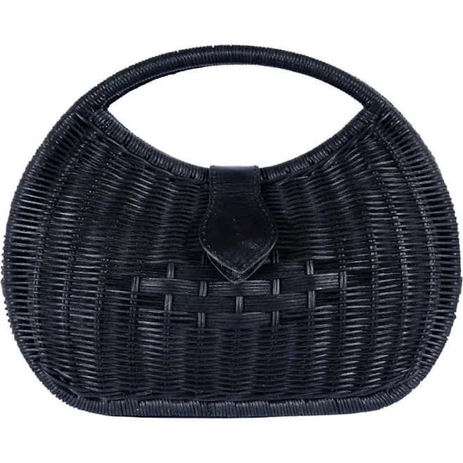 Jelavu Artemis Half Moon Rattan Hand Bag in Black at Nordstrom Rack