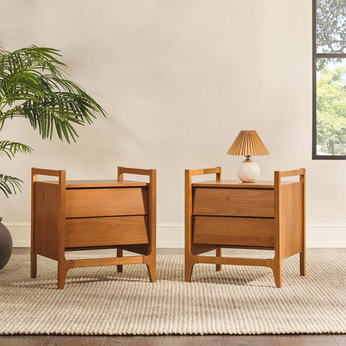 Oswald Mid-Century Modern 2-Drawer Nightstand