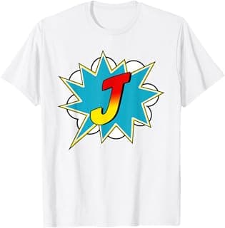 Letter J Superhero Name Comic Letter Retro Costume T-Shirt