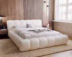 Emporius Cloud Storage Bed, 140 x 200 cm, Upholstered Bed with Storage, Slatted Base – Double Bed 140 x 200 cm, Fabric Looped Cream (Anthology 1) : Amazon.com.be: Home & Kitchen