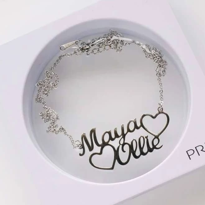 prya Double Name Heart Necklace