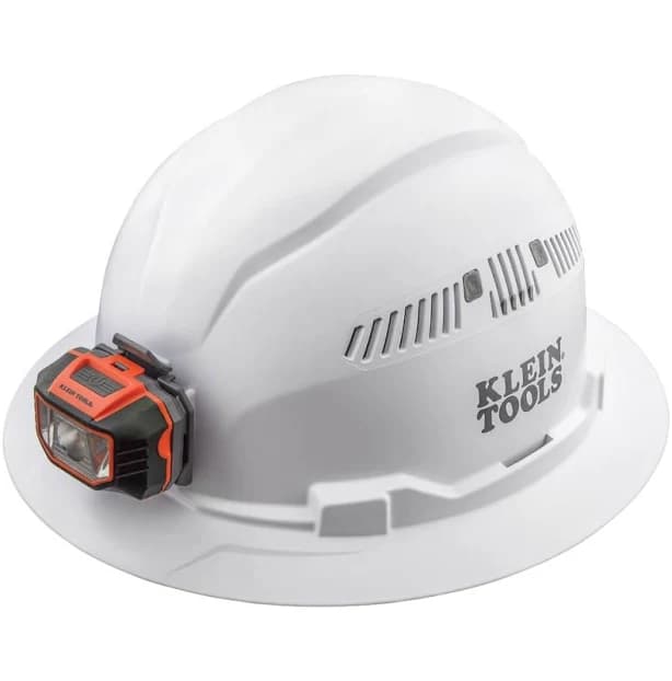 Klein Tools Vented Full Brim Hard Hat with Headlamp