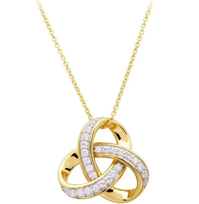 14kt Gold Vermeil CZ Trinity Knot Necklace