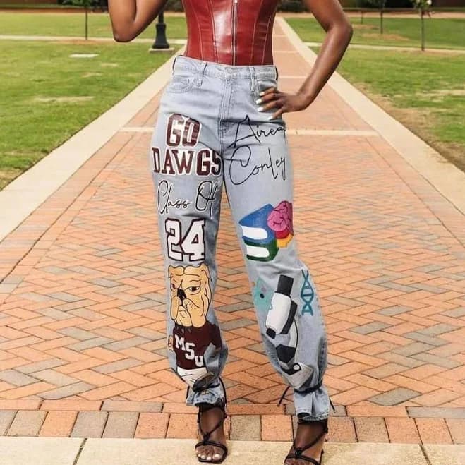 Custom Painted One-of-a- Kind Jeans
