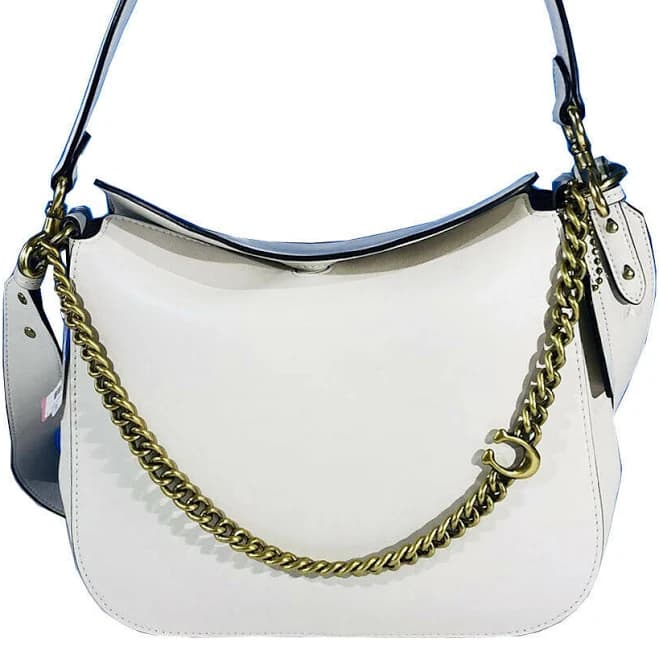 Coach Leather Signature Chain Hobo - Black/Brass