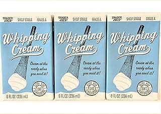 3 pack Trader Joe's Shelf Stable Tetra Grade A Whipping Cream 8 FL Oz (236 mL) Cream at the Ready When You Need It (UHT) Room Temperature, 3 Pack