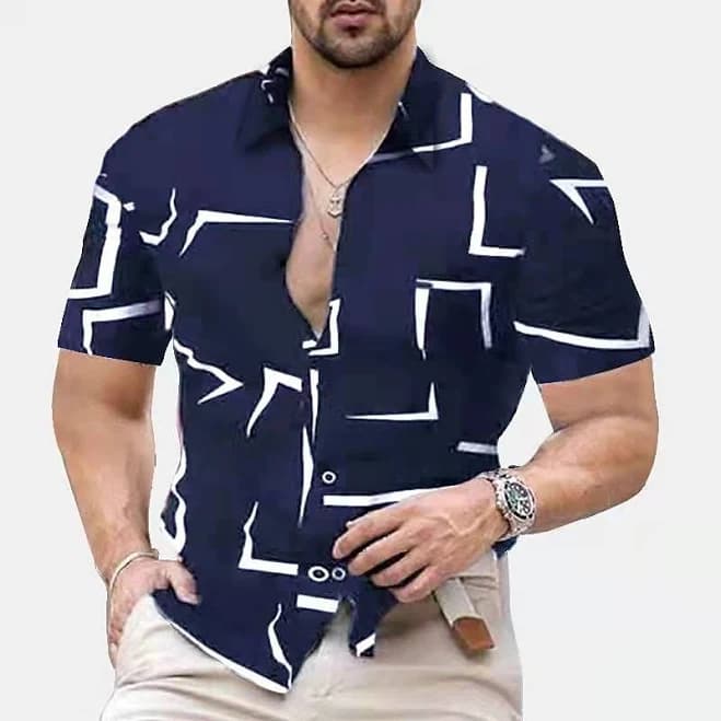 Men's Geometric Button Up Shirt