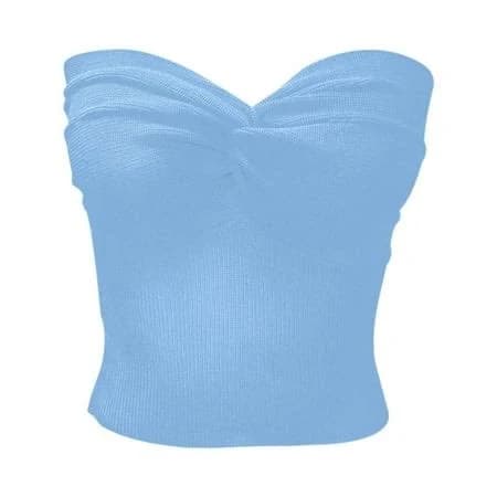 Solara Women Summer Tops Elegant Strapless Solid Color Knit Top For Women Stretchable Tube Bandeau Bra Crop Tops For Casual Or Party Wear Dark Teal