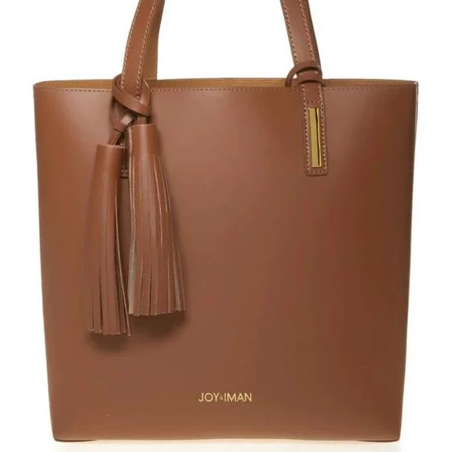 Joy & Iman Tassel Chic Leather Handbag with Popout Insert
