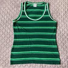 Vintage 80s striped green knit tank top Cute retro... | Depop