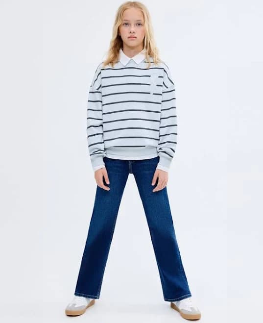 MANGO Kids Embroidery Striped Sweatshirt