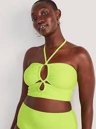 Cropped Cutout Halter Longline Bikini Swim Top | Old Navy