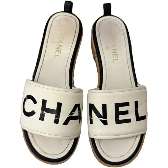 CHANEL Leather Slide Sandals