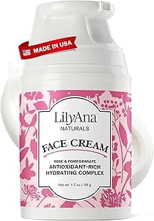 LilyAna Naturals Face and Neck Moisturizer for Women and Men - Moisturizer Face and Neck Cream for Dry Skin and Dark Spot Brightening - Rose and Pomegranate Extracts - 1.7oz