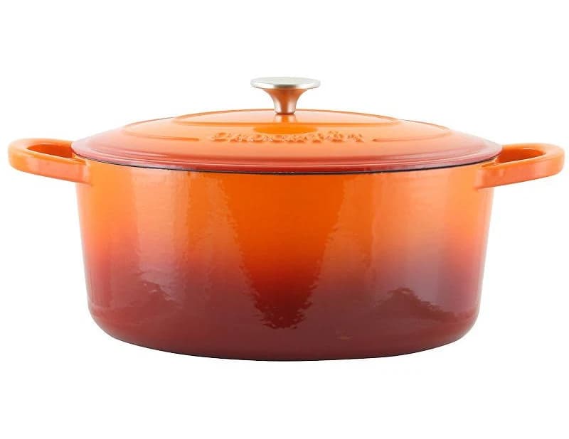 7 Quart Enameled Cast Iron Oval Dutch Oven, Orange