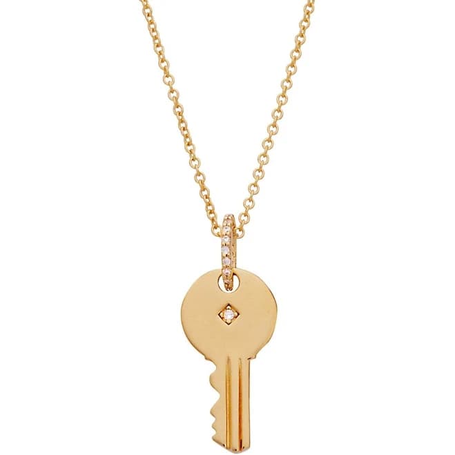 Tiny Tags Round Stone Key Necklace