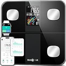 RunStar Smart Scale for Body Weight and Fat Percentage, High Accuracy Digital Bathroom Scale with Large Display for BMI Heart Rate 22 Body Composition Analyzer Sync with Fitness App 400lb