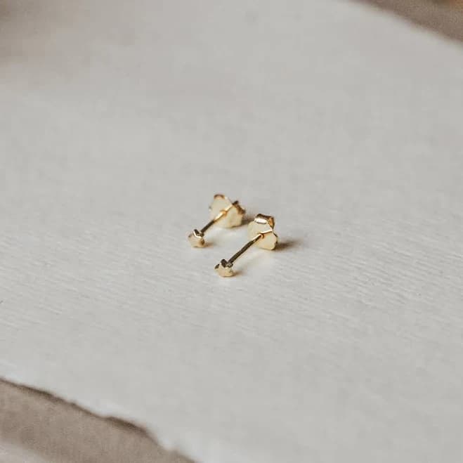 14K Gold Tiny Star Stud Earrings