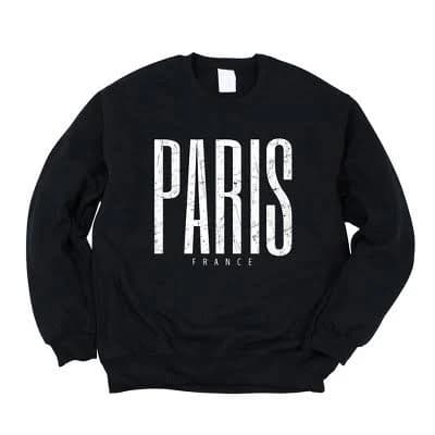 Simply Sage Women's Distressed Paris France Graphic Sweatshirt