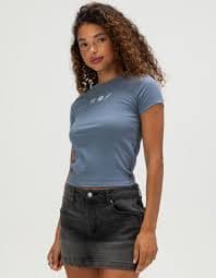 FULL TILT Shell Embroidered Womens Baby Tee - BLUE | Tillys