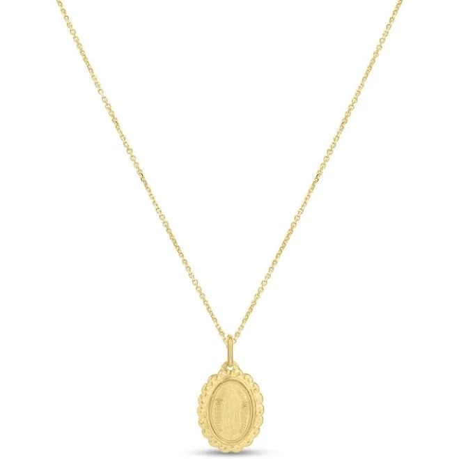 Zales 14K Gold Scallop Frame Oval Medallion Pendant
