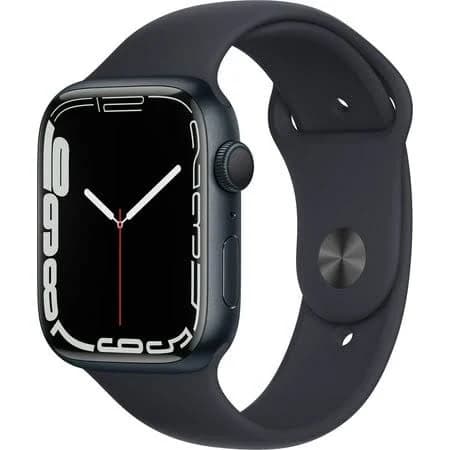 Apple Watch Series 7, GPS Only, 45mm, Midnight Aluminum Case with Midnight Sport Band - Mkn53ll/a, Size: One size, Black
