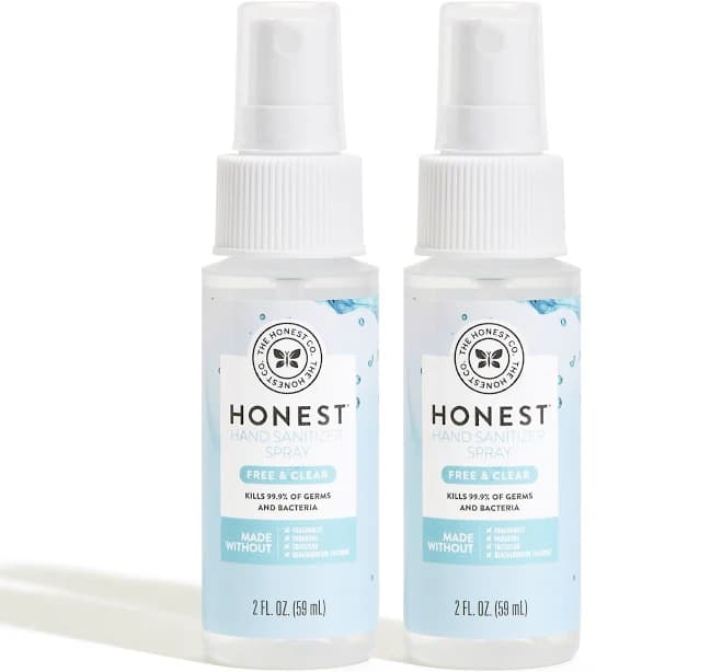 Honest Hand Sanitizer Spray Free + Clear 2oz 2-Pack