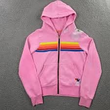 Aviator Nation | Tops | Aviator Nation Hoodie Womens Xs 5 Stripe Rainbow Full Zip Pink Fleece | Poshmark