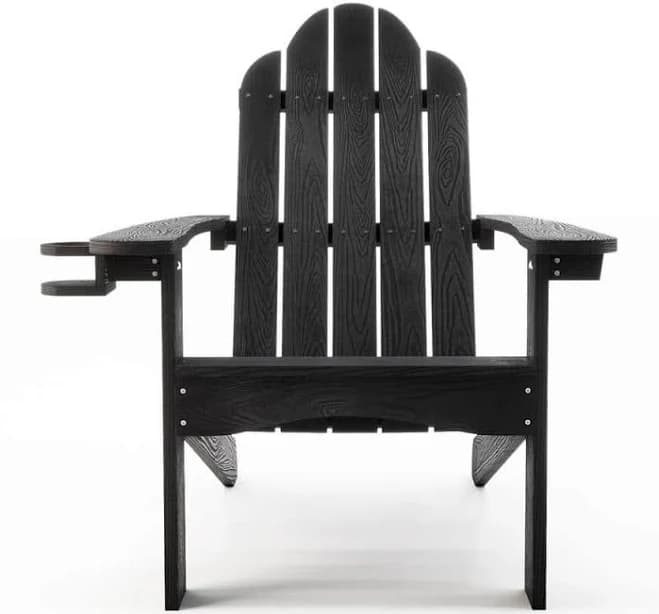 LUE BONA Classic Plastic All-Weather Weather Resistant With Cup Holder Outdoor Patio Adirondack Chair