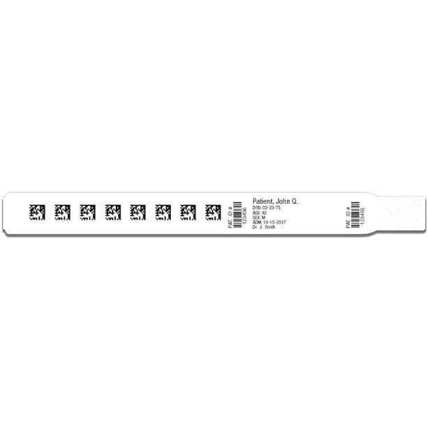 ScanBand DR Thermal Patient ID Wristband, Adult, 1" Core, White, 320 per Box