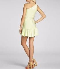 BCBGEneration Women Melon One Shoulder Ruffle Hem Short Dress 0 $118 Brand New | eBay