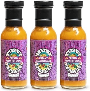 Dave’s Gourmet Creamy Asian Hot Sauce - Sweet And Spicy Bold Flavor - Ideal for Noodles, Dumplings, Salads & Wings - Low Sodium & Low Calorie Sauce, Gluten Free, Vegan Dip, - 8oz Bottles (Pack of 3)