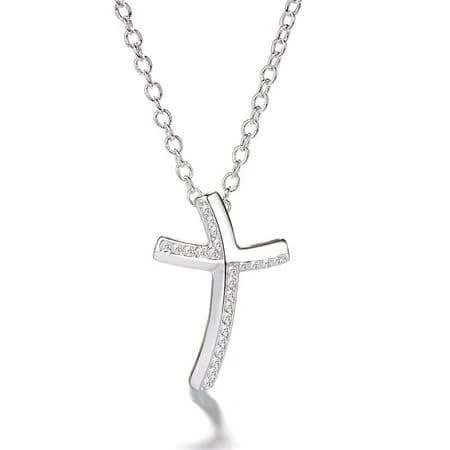 Amy & Annette Sterling Silver Crystal Cross Necklace