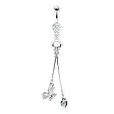 Bodymod Heart and Butterfly Dangle Belly Button Ring