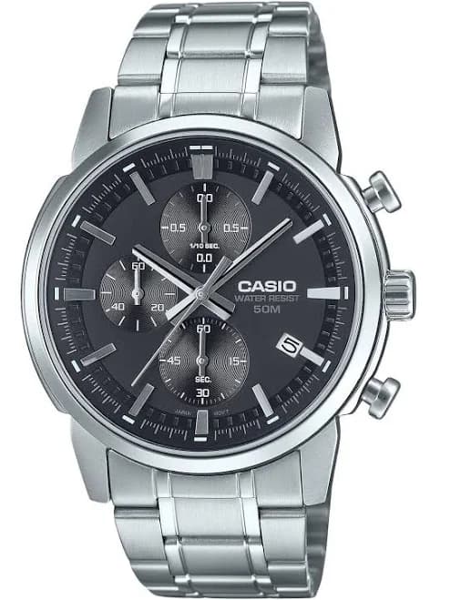 Casio Men's Standard Analog Chronograph Stainless Steel Dial Quartz Watch