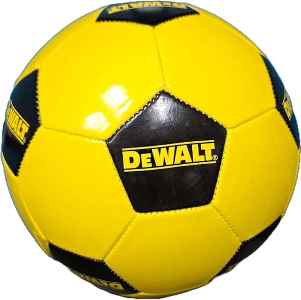 DEWALT Branded Soccer Ball Official Size Durable Synthetic Leather Training Ball Yellow and Black High Visibility Sports Equipment for Fans and Gifts