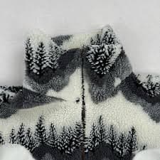 Vintage Canadiana Jacket Size Medium White Grey Fleece Tree Pattern Zip Up 90s | eBay
