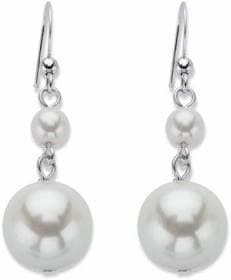 PalmBeach Jewelry Women's Round Simulated Pearl Graduated Drop Earrings