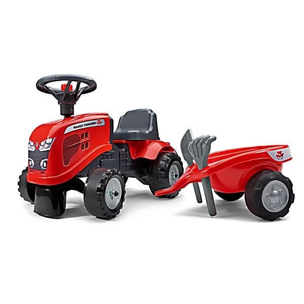 Falk Massey Ferguson Ride-On and Push-Along Tractor with Trailer and Tools