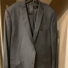 Updated w/measures; Calvin Klein suit 50L; #87; color: drk gray w/gray buttons.