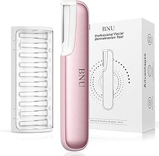 Dermaplane Razor for Women Face, BNU Facial Hair Remover for Anti-Aging - Rechargeable - LED Light - Sonic Edges - 3 Speeds, Ergonomic Handle Face Dermaplaning Tool 10 Weeks, Pink
