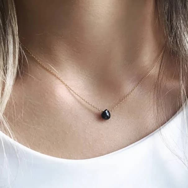 Dainty Minimalist Black Onyx Necklace