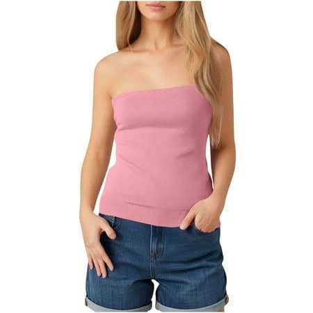 Women's Off Shoulder Ribbed Hem Tube Top