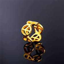 Fashion Tarnish Free Dainty Rings Stainless Steel 18K Gold Plated Luxury Symbol of Peace Ring Minimalist Gold Rings Jewlery Gift - AliExpress