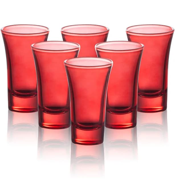 M&N Home Red Shot Glasses Set of 6
