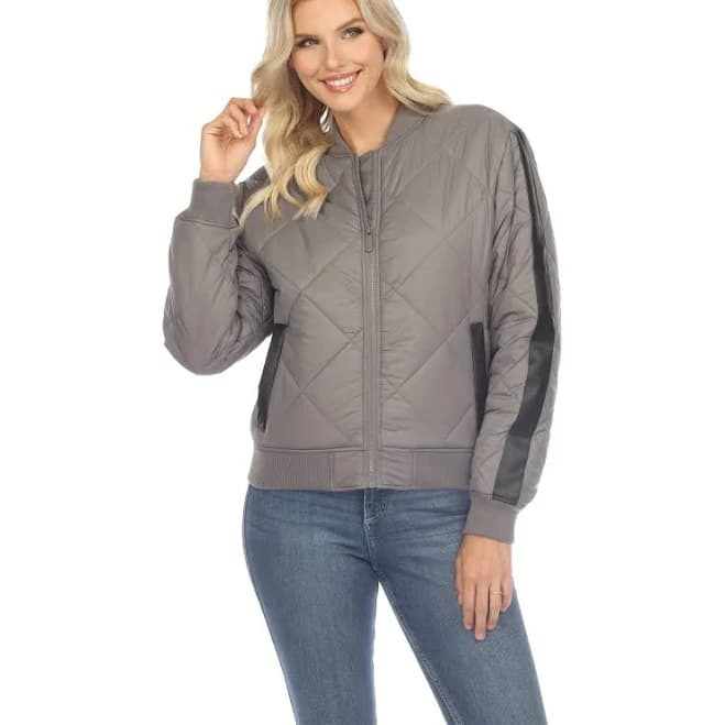 White Mark Women's Lightweight Diamond Quilted Puffer Jacket