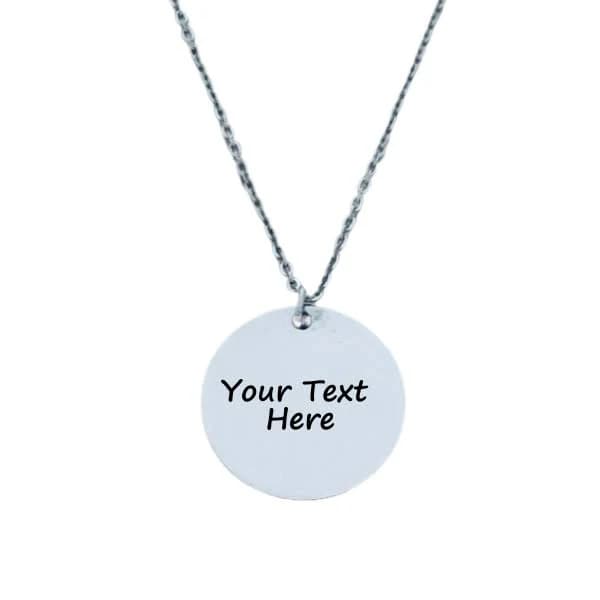 Stainless Steel Engraved Round Necklace