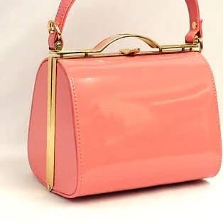 Audrey Vintage 1940s 1950s Patent Box Frame Hand Bag