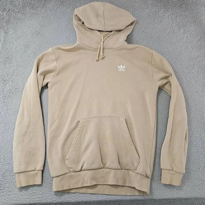 Adidas Originals Hoodie Mens Small Tan Beige Trefoil Logo Primegreen