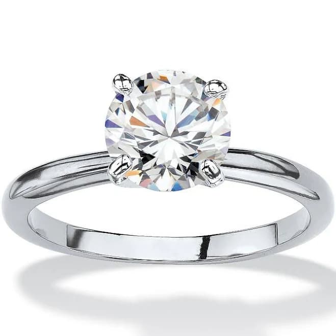 PalmBeach Jewelry Platinum-Plated Round Cubic Zirconia Solitaire Ring